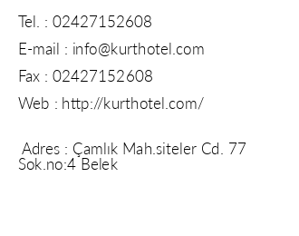 Kurt Hotel iletiim bilgileri